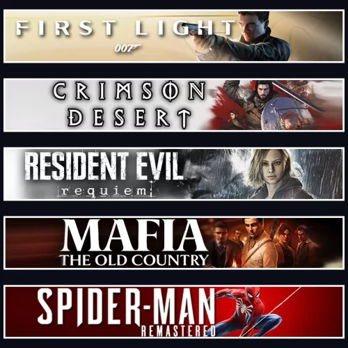  007 +Crimson +Evil 9 +Mafia +Spider 1